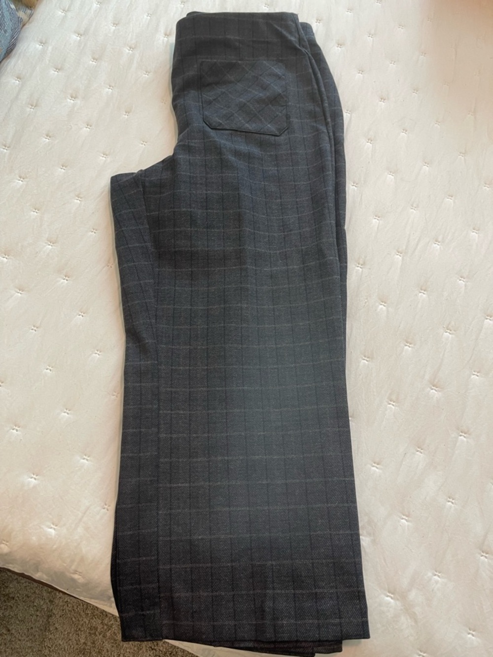 Wide Leg Women’s Plaid Dress Pants in Charcoal Black